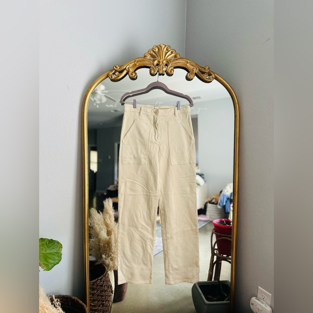 Aritzia Wilfred cream wide leg pants size 6